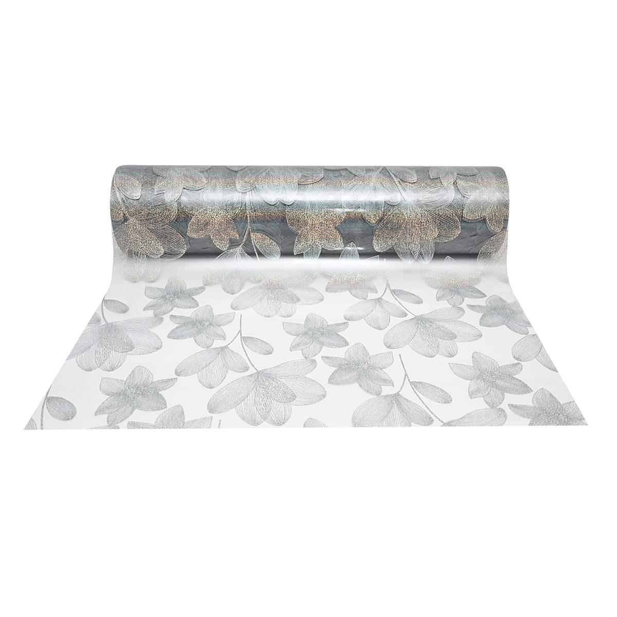 Rola folie protectie masa transparenta PVC siliconizat Breckner Germany, model Floral, 0.8x20 m, grosime 1.2 mm