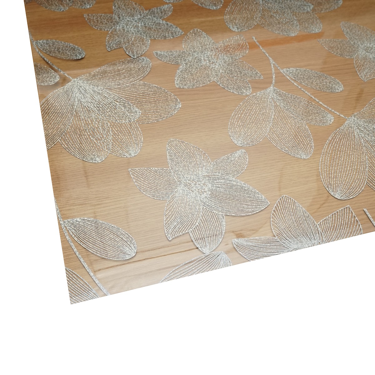 Rola folie protectie masa transparenta PVC siliconizat Breckner Germany, model Floral, 0.8x20 m, grosime 1.2 mm