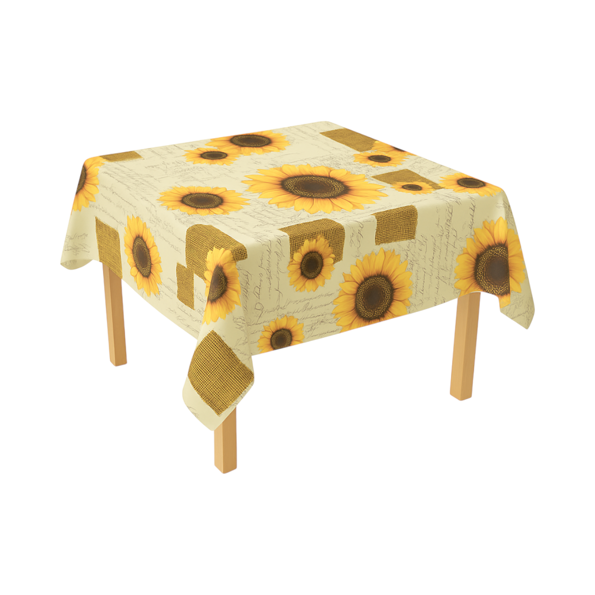 Rola fata de masa decorativa PVC Breckner Germany, model Rustic floarea soarelui, 1.37x20 m, grosime 0.18 mm, textil 45 g/mp