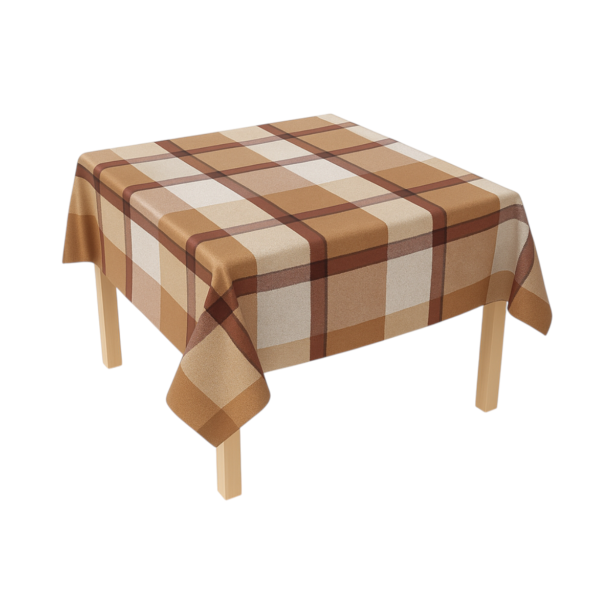 Rola fata de masa decorativa PVC Breckner Germany, model carouri maro, 1.37x20 m, grosime 0.18 mm, textil 45 g/mp