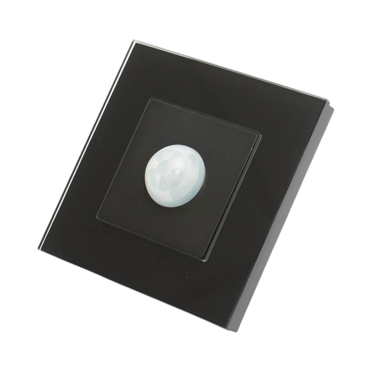 Intrerupator cu senzor de miscare PIR 220V negru cu rama din sticla 86x86x34mm