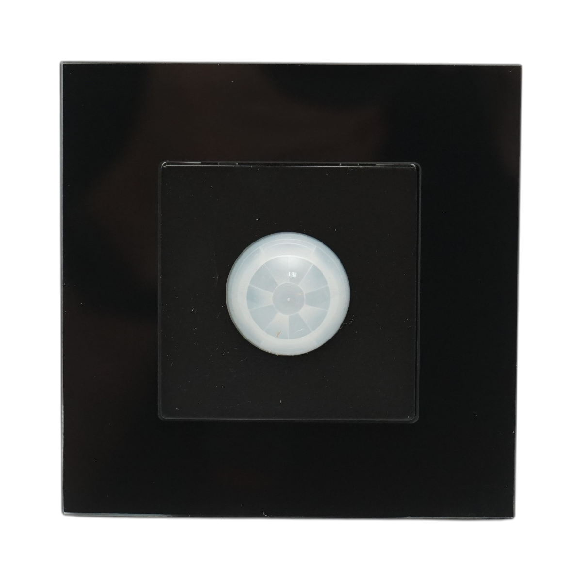 Intrerupator cu senzor de miscare PIR 220V negru cu rama din sticla 86x86x34mm