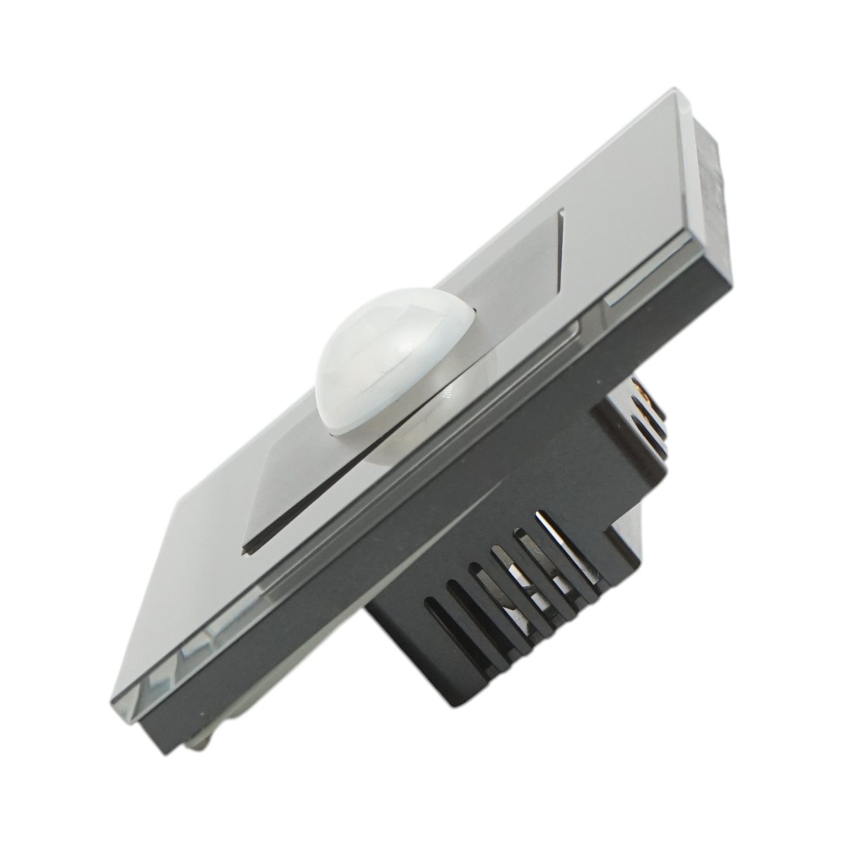 Intrerupator cu senzor de miscare PIR 220V negru cu rama din sticla 86x86x34mm