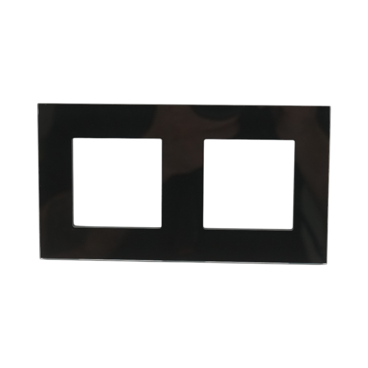 Rama dubla din sticla neagra pentru priza si intrerupator 86x157mm