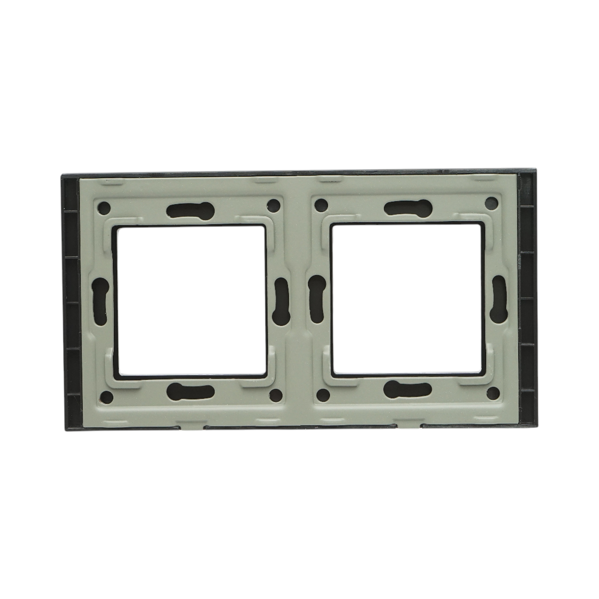 Rama dubla din sticla neagra pentru priza si intrerupator 86x157mm