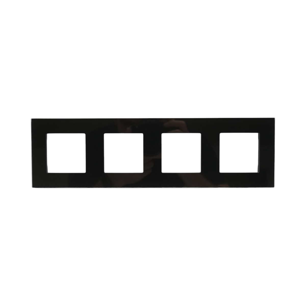 Rama cvadrupla din sticla neagra pentru priza si intrerupator 86x299mm