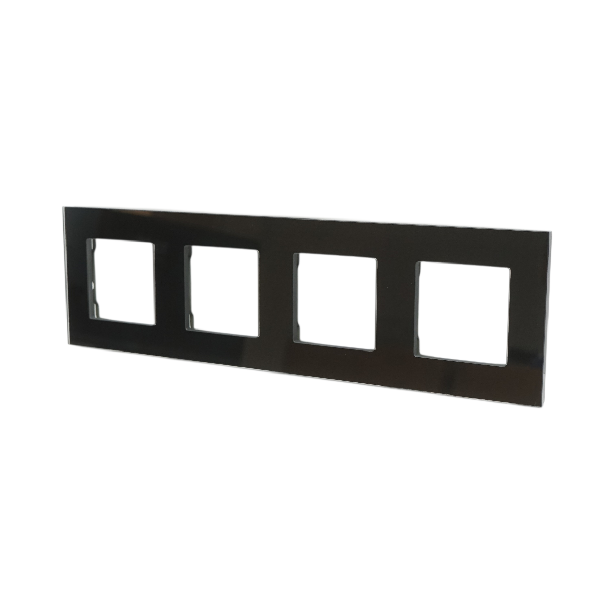 Rama cvadrupla din sticla neagra pentru priza si intrerupator 86x299mm