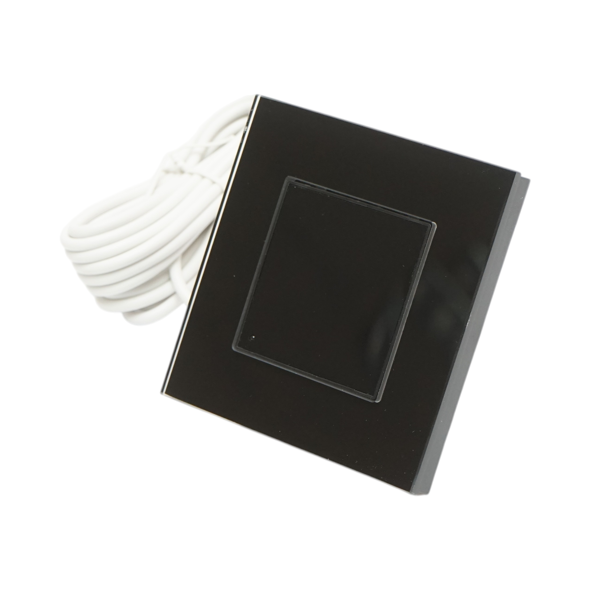 Termostat WiFi pentru incalzire in pardoseala si boiler cu afisaj digital, senzor extern, rama din sticla neagra 86x86mm