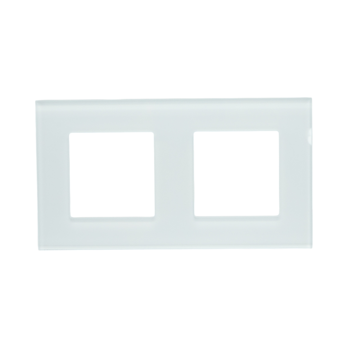 Rama dubla din sticla alba pentru priza si intrerupator 86x157mm