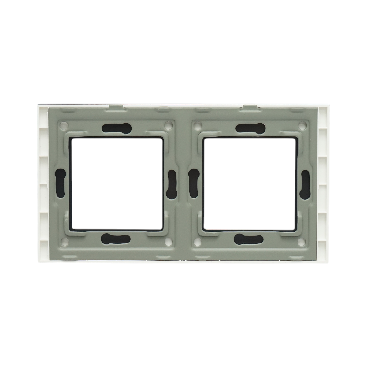 Rama dubla din sticla alba pentru priza si intrerupator 86x157mm