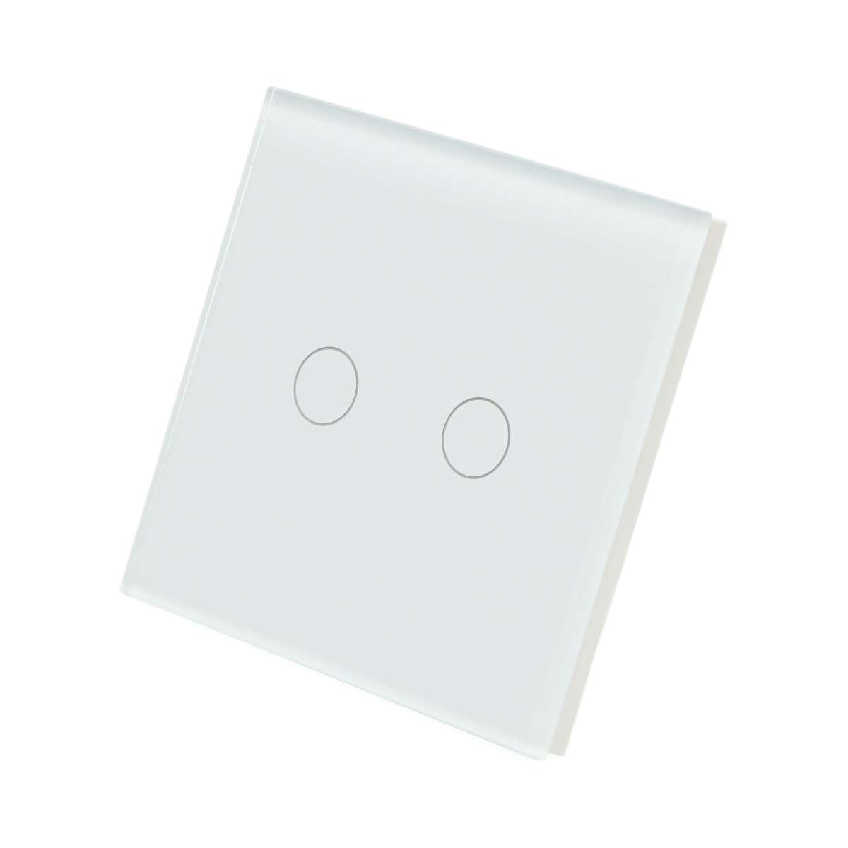 Intrerupator touch dublu alb 220V cu indicator luminos, rama din sticla 86x86x34mm