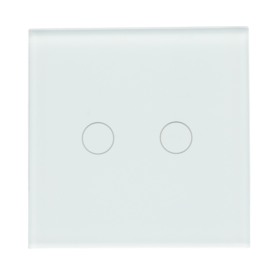 Intrerupator touch dublu alb 220V cu indicator luminos, rama din sticla 86x86x34mm