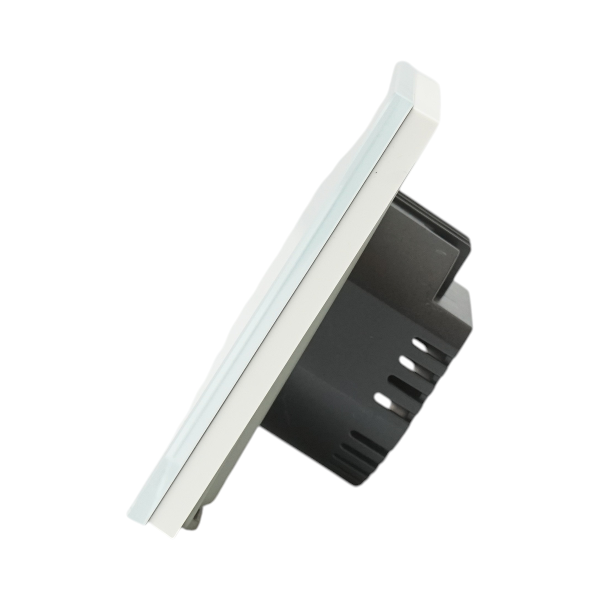 Intrerupator touch dublu alb 220V cu indicator luminos, rama din sticla 86x86x34mm