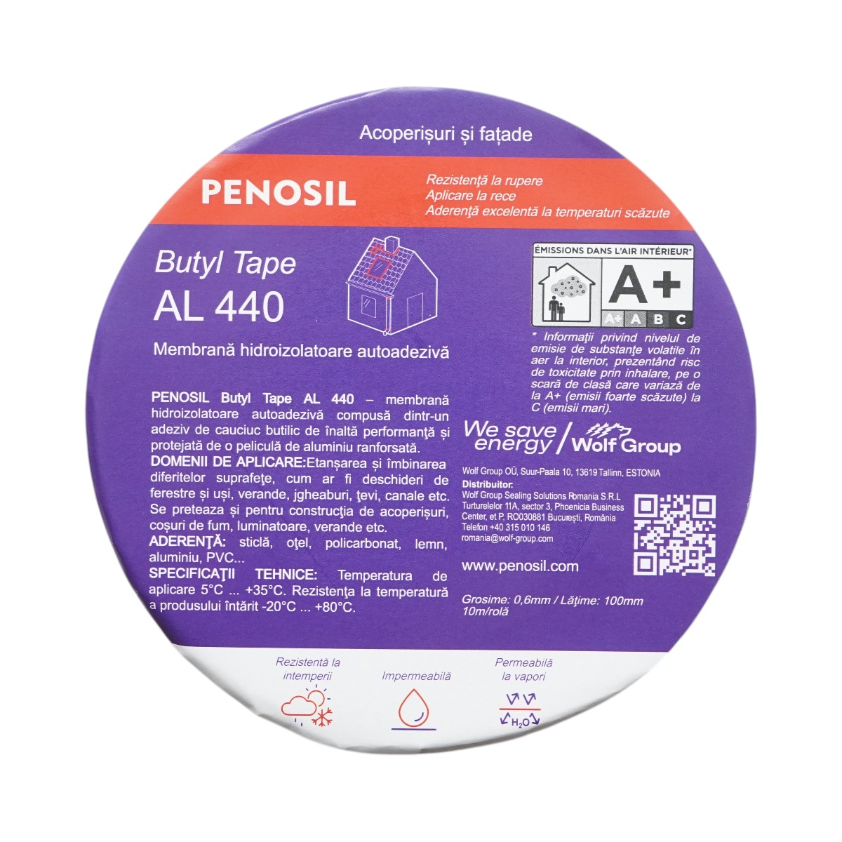 Banda butilica hidroizolanta autoadeziva cu folie aluminiu ranforsata Penosil Butyl Tape AL 440, 0.6 mm x 100 mm x 10 m, etansare si imbinare suprafete