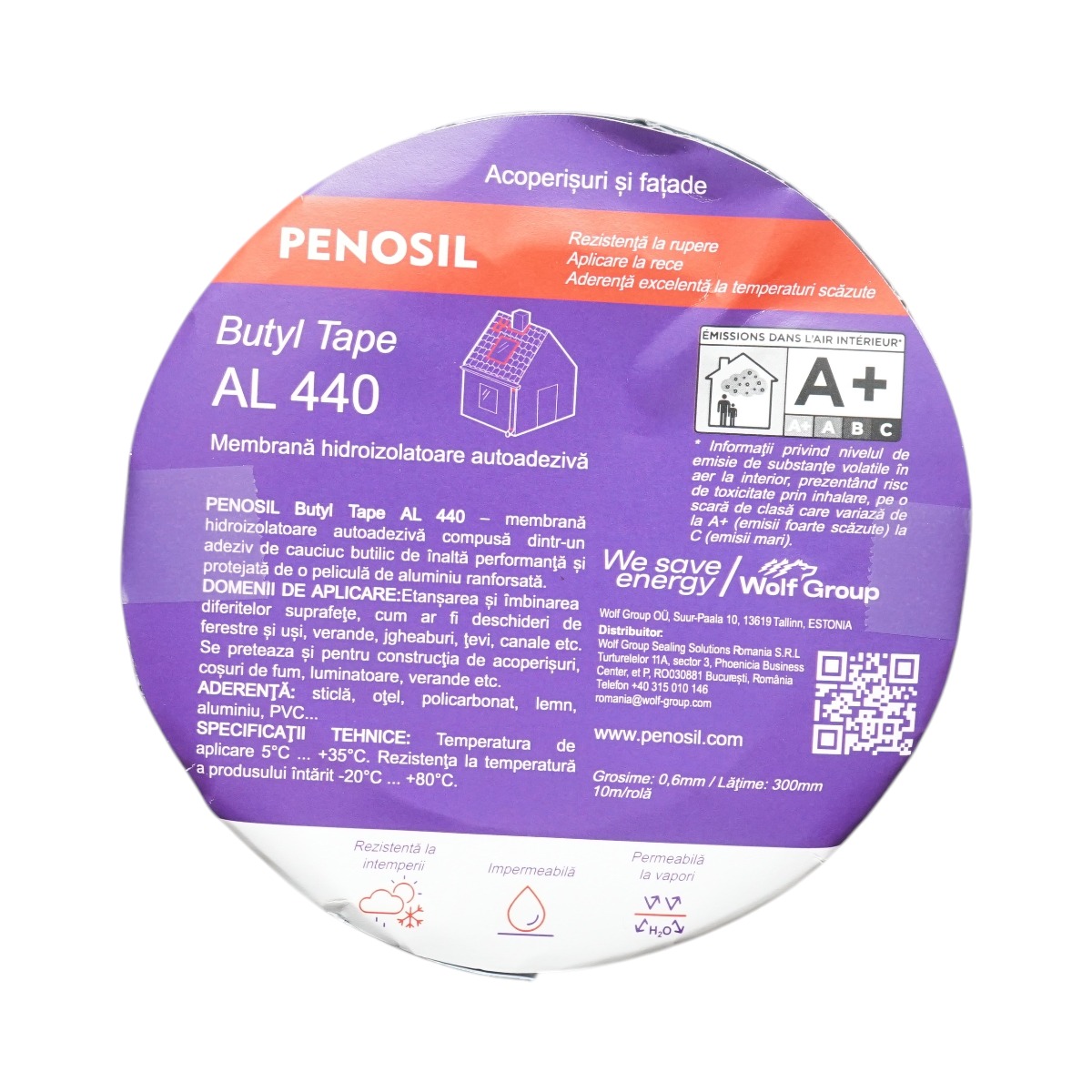 Banda butilica hidroizolanta autoadeziva cu folie aluminiu ranforsata Penosil Butyl Tape AL 440 0.6 mm x 300 mm x 10 m, etansare usi/ferestre, jgheaburi, acoperisuri