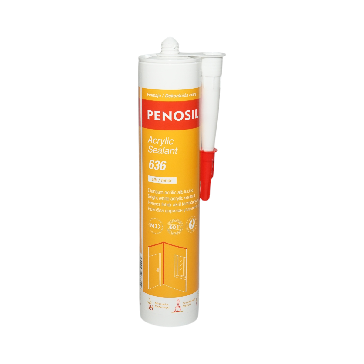 Penosil Acrylic Sealant 636 silicon acrilic alb vopsibil 280 ml, etansant pe baza de apa pentru fisuri si rosturi, rezistent UV si mucegai, aplicare +5 C pana la +40 C