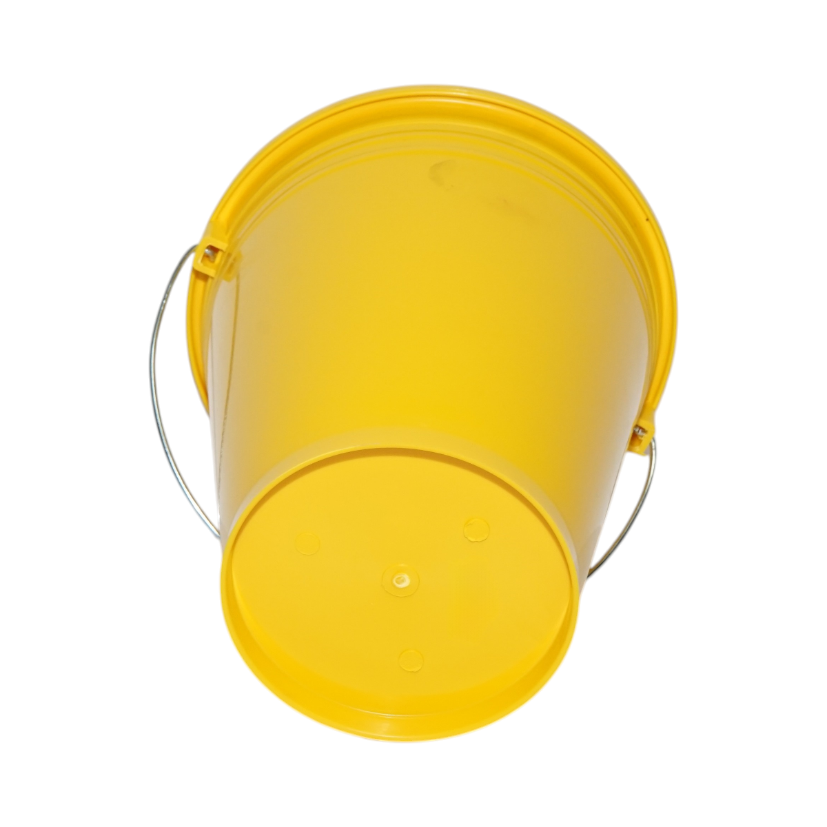 Galeata plastic hranire animale 10 L, galbena, cu maner metalic, inaltime 295 mm, diametru sus 295 mm, diametru jos 170 mm