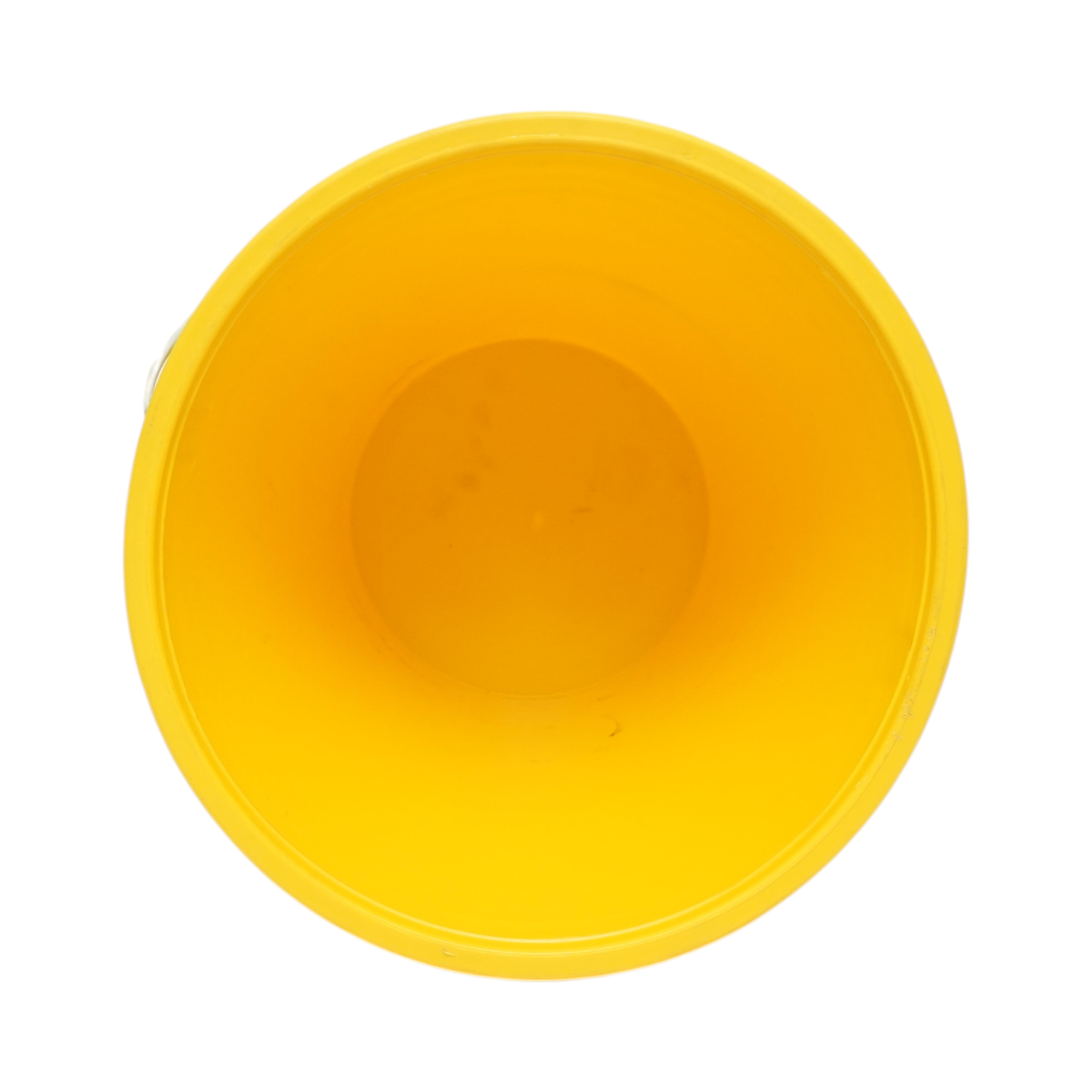 Galeata plastic hranire animale 10 L, galbena, cu maner metalic, inaltime 295 mm, diametru sus 295 mm, diametru jos 170 mm