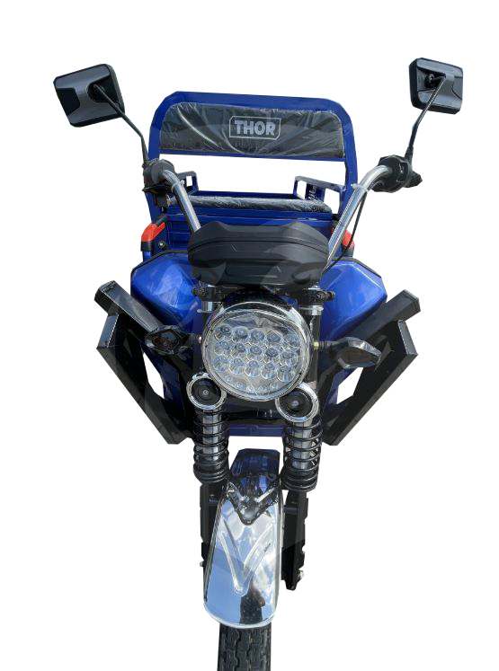 Triciclu electric THOR Thor HOBBY 1000W, baterie 60V 32Ah (5 buc), viteza maxima 25 km/h, autonomie 25-50 km, masa max autorizata 500 kg, reductor 2 trepte HI-LO, anvelope 3.75-12, bena 1450x950x400 mm