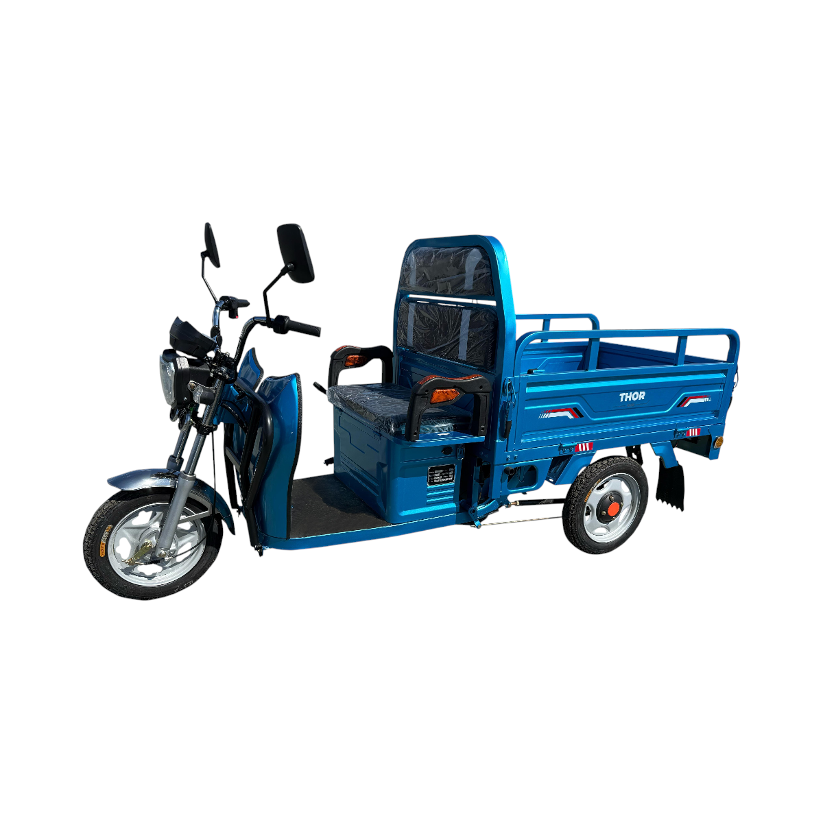 Triciclu electric THOR MINI2 albastru 500W 48V 32Ah, viteza max 25 km/h, autonomie 25-50 km, MMA 500 kg, reductor HI-LO, frane tamburi, bena 1220 x 820 x 430 mm