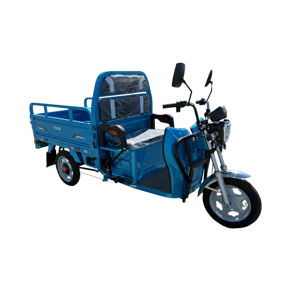 Triciclu electric THOR MINI2 albastru 500W 48V 32Ah, viteza max 25 km/h, autonomie 25-50 km, MMA 500 kg, reductor HI-LO, frane tamburi, bena 1220 x 820 x 430 mm