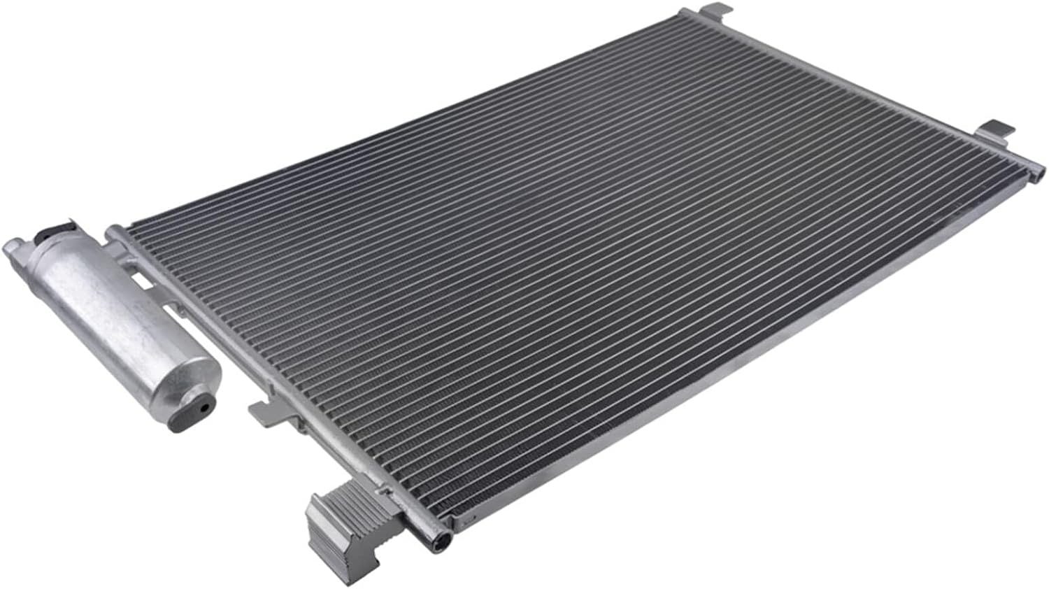 Condensator climatizare AC Nissan Qashqai 07-13, motor: 1.6, Condensator cu filtru uscator , 643(600)x398(378)x16, miez si rezervor din aluminiu brazat, 92100JD000; 92100JD00A