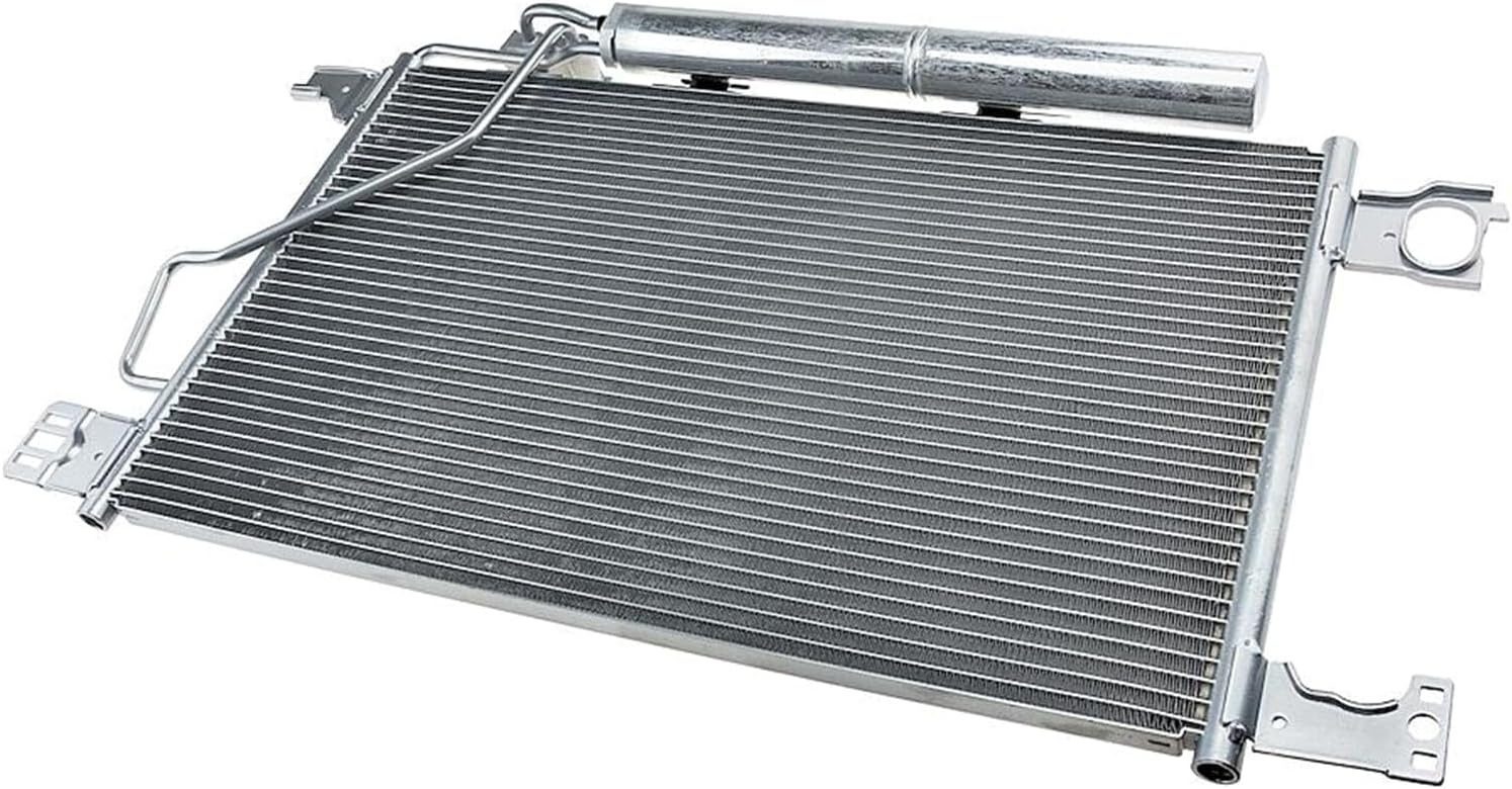 Condensator climatizare AC Mercedes Clasa C (W203) 00-07, Clk-Class (W209) 02-10, motor: 1.8 compressor, 2.1 CDI, 2.5 V6, 2.6 V6, 3.0 V6, 3.2 V6, 3.2 V6 compressor, 3.5 V6, 5.4 V8, 630(585)x370x16, brazat, 2035000854