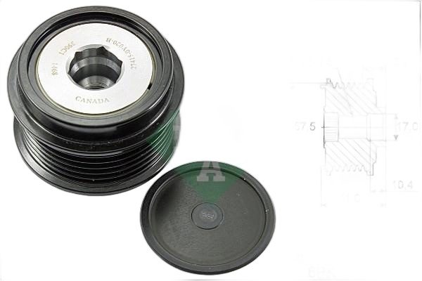 Fulie alternator Ford Galaxy 3 (Ck), Mondeo 5 (Ce), Mustang Convertible, Mustang Coupe, S-Max (Cj), Toyota Auris (*E15*), Auris (*E18*), Corolla Sedan (*E15*), Urban Cruiser (*P1*), Yaris (*P9*), INA