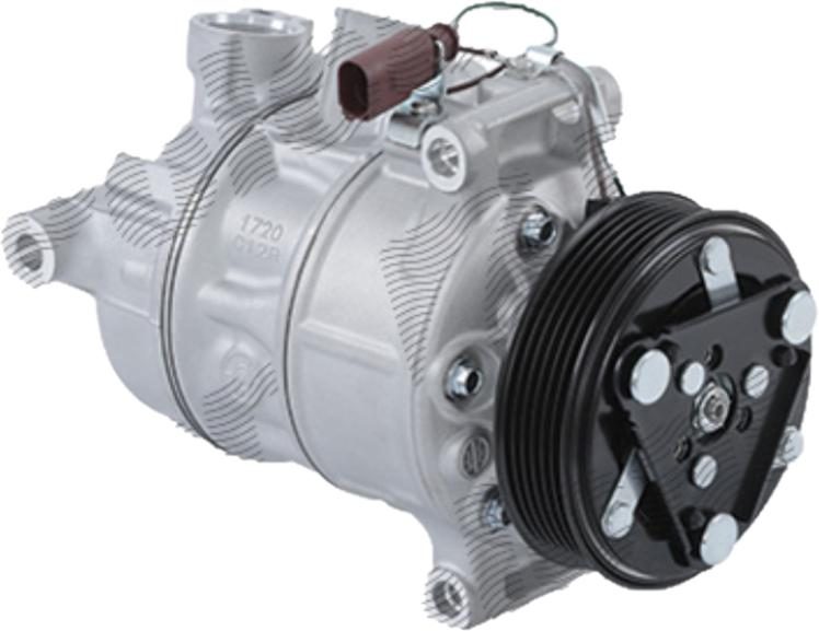 Compresor AC nou Audi A1 (Gb) 18-, A3 20-; Seat Ibiza 17-, Tarraco 18-; Skoda Fabia 14-, Kamiq 19-, Karoq 17-, Kodiaq 16-, Octavia 13-, Octavia 20-, Scala 19-, Superb 15-; Vw Passat (B8) 14-, Polo 17-, Tiguan 16-, 1.0 TFSI, 1.5 TFSI, tip Sanden: PCX14