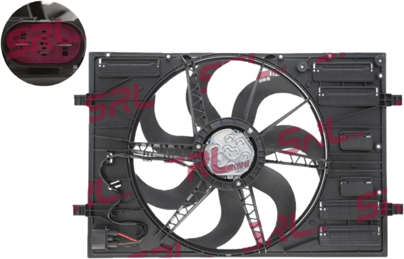 Ventilator radiator Audi A3 12-, Q2 16-, Tt 14-; Seat Ateca 16-, Leon 13-; Skoda Kodiaq 16-, Superb 15-; Vw Golf 7 12-, Tiguan 16-, motor: , 400; 440; 4 pini, 5Q0121203DE; 5Q0121205AN