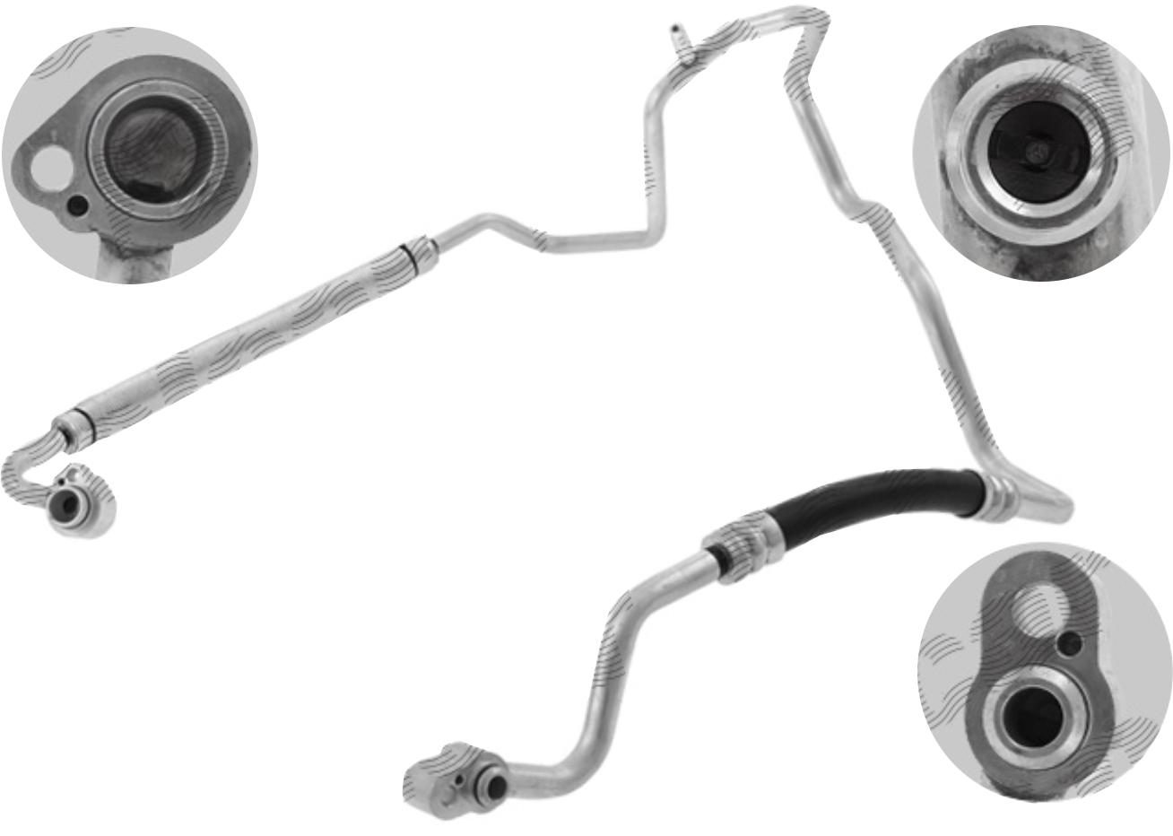 Conducta aer conditionat Seat Ibiza 08-17; Skoda Fabia 14-, Rapid 12-, motor: 1.0, 1.0 TSI, 1.2, 1.2 TDI, 1.2 TSI, 1.4, 1.4 TDI, 1.4 TSI, 1.6, 1.6 TDI, 1.8 TSI, 1.9 TDI, 2.0, 2.0 TDI, Furtun presiune joasa, Aluminiu/ Cauciuc, 6C0816743M; 6C0816743N