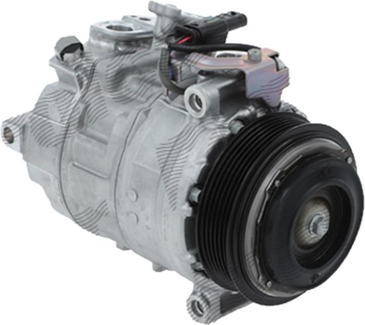 Compresor AC nou Mercedes Clasa C (W205) 13-, Clasa E (W213) 16-, Glc-Class (X253) 15-, M/Gle-Class (W166) 12-/15-, Clasa S (W222) 14-, Clasa S Coupe (C217) 14-, Sprinter 18-, Vito/V-Class 14-, motor: 3.0 V6 T, tip Denso: 7SAS17C, fulie (mm) 110