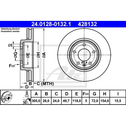 Disc frana Nissan Primastar Autobus, 03.2001-2010, Vivaro, 08.2001-2014, Trafic 2, 03.2001-2014, ATE