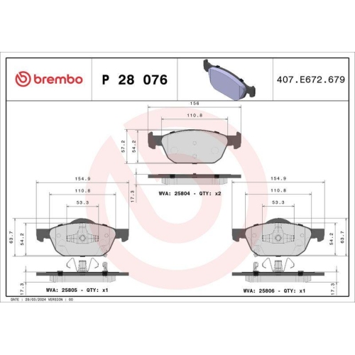 Placute frana Honda Civic Ix (Fk) 02.12-12.16, Civic Ix Tourer (Fk) 01.14-12.16, Civic X Liftback (Fc Fk) 09.16-, Civic X Sedan (Fc) 09.15-, Fata, BREMBO