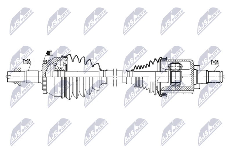 Planetara MG HS 1.5 T 2018-; partea stanga, cutie viteze automata; 10281281; NTY, aftermarket