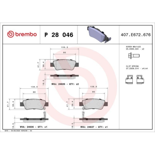Placute frana Honda Cr-V 3 (Re) 06.06-, Cr-V 4 (Rm) 01.12-, Spate, BREMBO