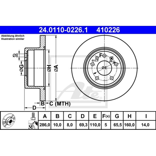 Disc frana Ate 24011002261, parte montare : punte spate