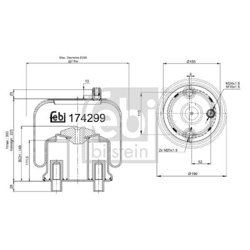 FEBI BILSTEIN Burduf, suspensie pneumatica