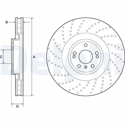 Disc frana Mercedes Gl-Class (X166), Gle (W166), Gle Coupe (C292), Gls (X166), M-Class (W166), punte fata, 375x36, DELPHI