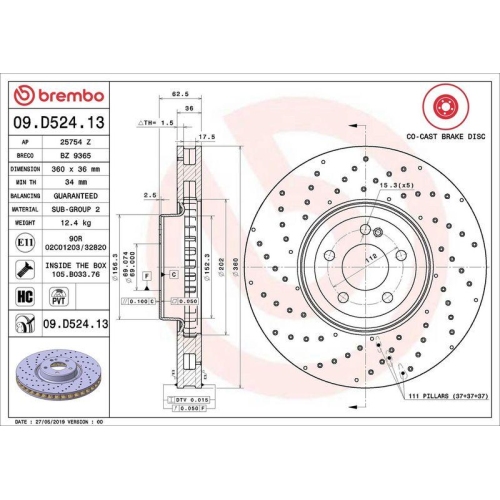 Set disc frana Mercedes Clasa C (W205) 07.13-02.23, Clasa C Convertible (A205) 06.16-04.23, Clasa C Coupe (C205) 10.15-04.23, Clasa C T-Model (S205) 09.14-02.23, Cls (C257) 12.17-, Clasa E (W213) 01.16-, Clasa E All-Terrain (S213) 01.17-10.23, Clasa E Con