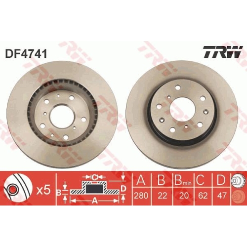 Disc frana Trw DF4741, parte montare : Punte fata