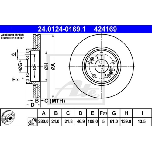 Disc frana Ate 24012401691, parte montare : punte fata