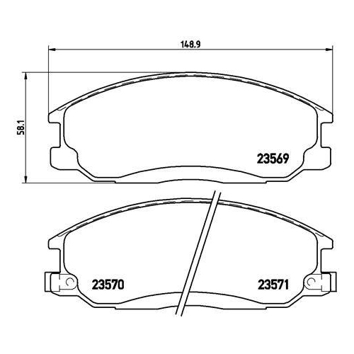 Placute frana Hyundai H-1 / Starex Bus (A1) 06.97-, H-1 06.00-10.06, Santa Fe I (Sm) 11.00-03.06, Starex Box (A1) 10.97-04.08, Trajet (Fo) 01.99-07.08, Xg (Xg) 12.98-12.05, Xg Saloon 09.00-12.05; Ssangyong Actyon I 11.05-, Actyon Sports I (Qj) 11.05-, Act