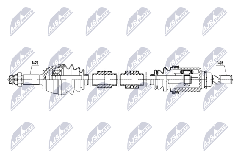 Planetara Nissan Juke 1.6 2010-2019; partea dreapta, cutie viteze manuala; 39100-1KA0A; NTY, aftermarket
