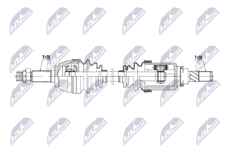 Planetara Nissan Juke 1.6 2010-2019; partea stanga, cutie viteze manuala; 39101-1KA0A; NTY, aftermarket