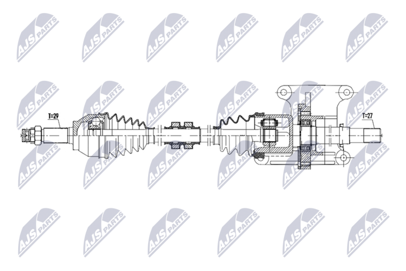 Planetara Nissan Juke 1.6 DIG-T 4x4 190 CP, 200 CP 2010-2019; partea din fata, dreapta, cutie viteze automata CVT; 39100-1KD0A; NTY, aftermarket