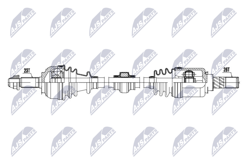 Planetara Nissan Micra (K12) 1.0, 1.2, 1.4, 1.6 2003-2010, Note (E11) 1.4, 1.6 2006-2012; partea dreapta, cutie viteze manuala; 39100-AY100; NTY, aftermarket