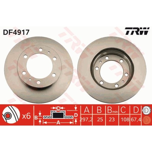 Disc frana Trw DF4917, parte montare : Punte fata