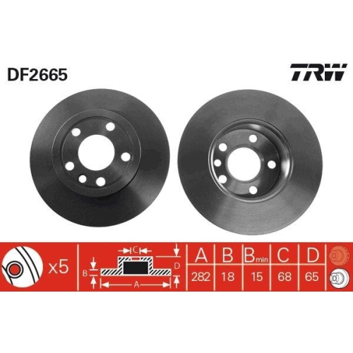 Set discuri frana Vw Transporter 4 Flatbed / Chassis (70e, Transporter T4 Box (70a, Transporter T4 Bus (70b, 1.8, 1.9 D, 1.9 TD, 2.0, 2.4 D, 2.4 D Syncro, 2.5, 2.5 Syncro, 2.5 TDi, 2.5 TDi SYNCRO, 2.8, 2.8 VR6, 2.8 VR 6, Fata, 282x18, plin, TRW