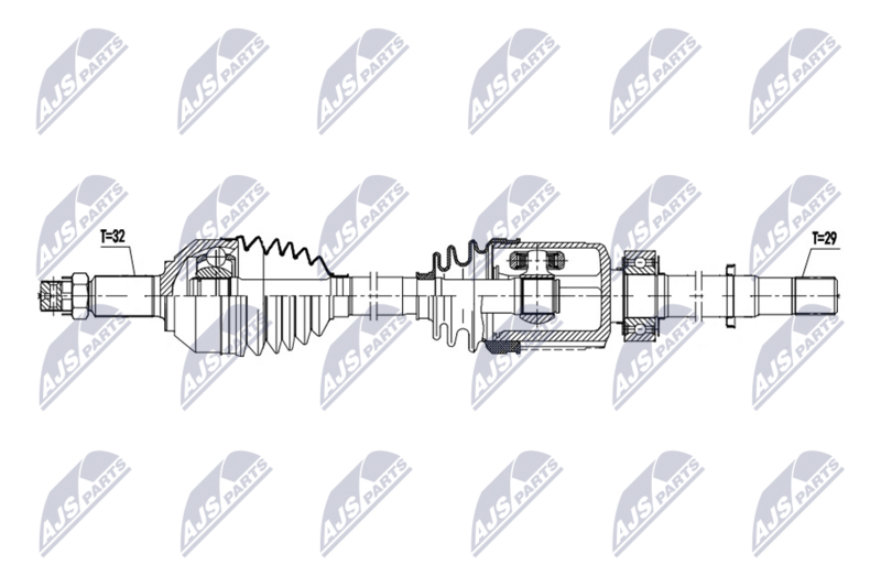 Planetara Nissan Pathfinder FWD 3.5 2013-; Infiniti Jx35 FWD 2013-, Qx60 FWD 3.5 2014-; partea din fata, dreapta, cutie viteze automata; 39100-3JA1A; NTY, aftermarket